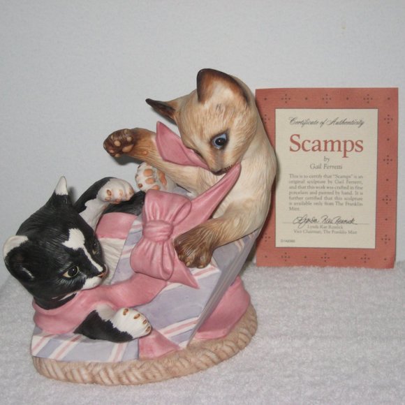 The Franklin Mint, cat figurine with certificate - Picture 1 of 4